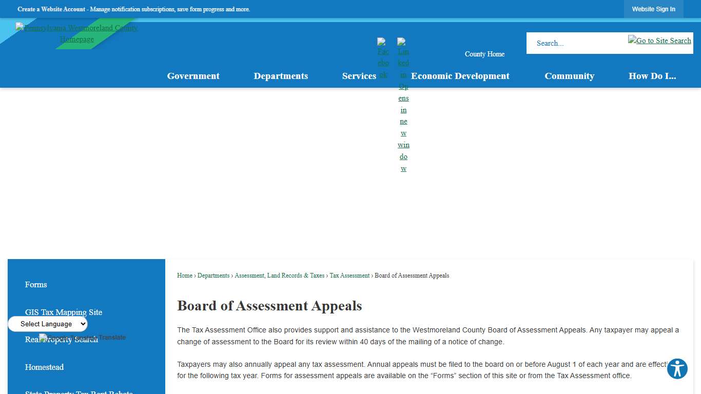 Board of Assessment Appeals Westmoreland County, PA - Official Website